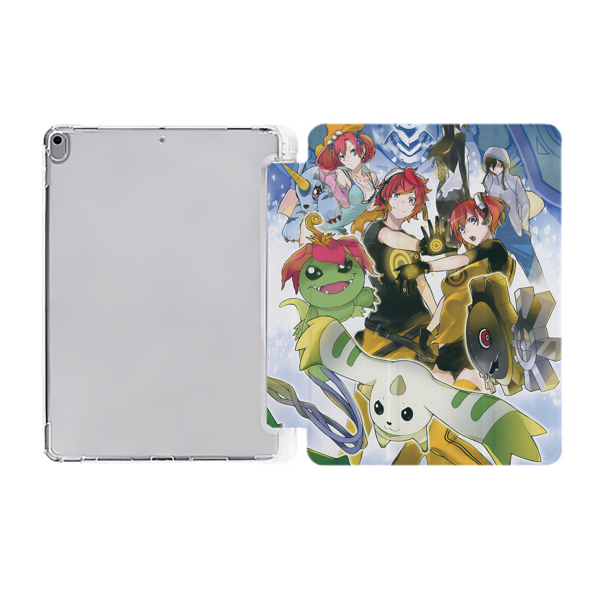 （画像用） Digimon デジタルモンスター/デジモン IPad ケース ペン収納付き 三つ折りスタンド PUレザー×シリコン 対応機種9.5/10.5/10.9インチ